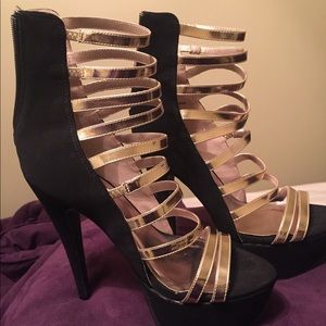 Gold strap heels